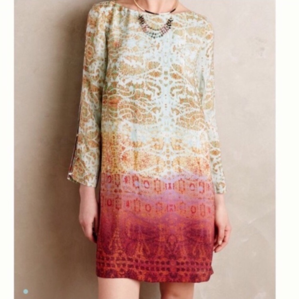 Maeve Cleome Watercolor Silk dress - Picture 3 of 8